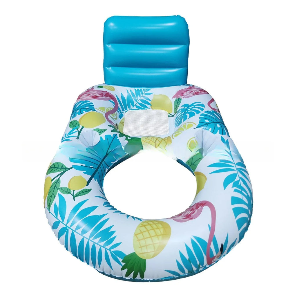 Inflatable water luminous floating bed with backrest recliner and built-in light in white luminous style on swimming pool water