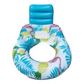Inflatable water luminous floating bed with backrest recliner and built-in light in white luminous style on swimming pool water