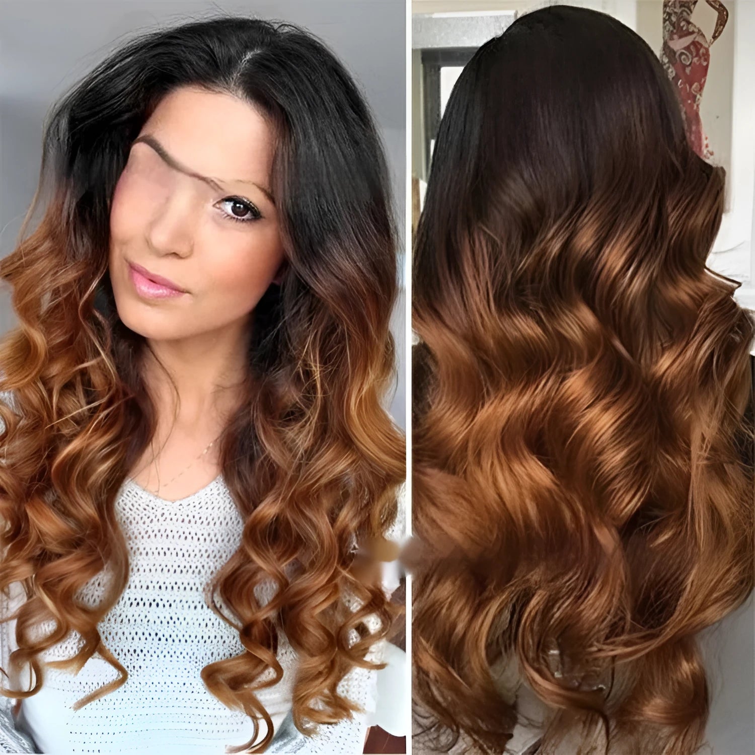 Real human hair gradient body lace front wig with double-layer mechanism in various lengths
