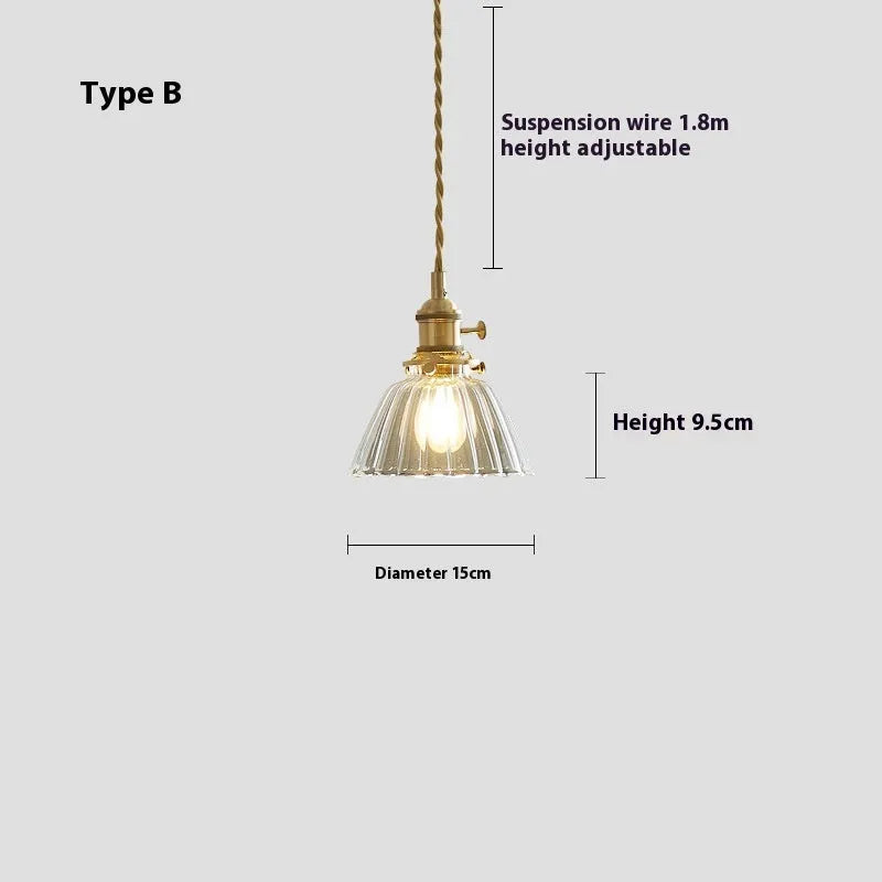 American retro small pendant light bedside droplight with 4W warm light, six colour options available