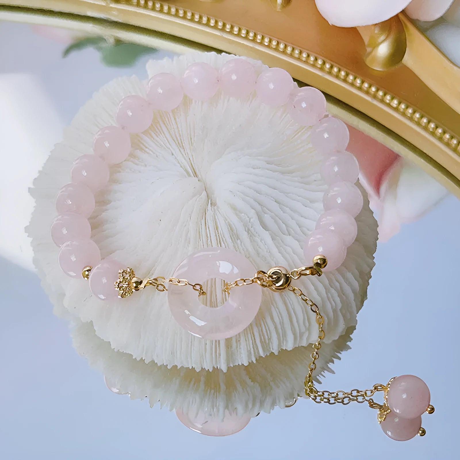 Pink crystal safety buckle bracelet with love affairs theme for women, simple style