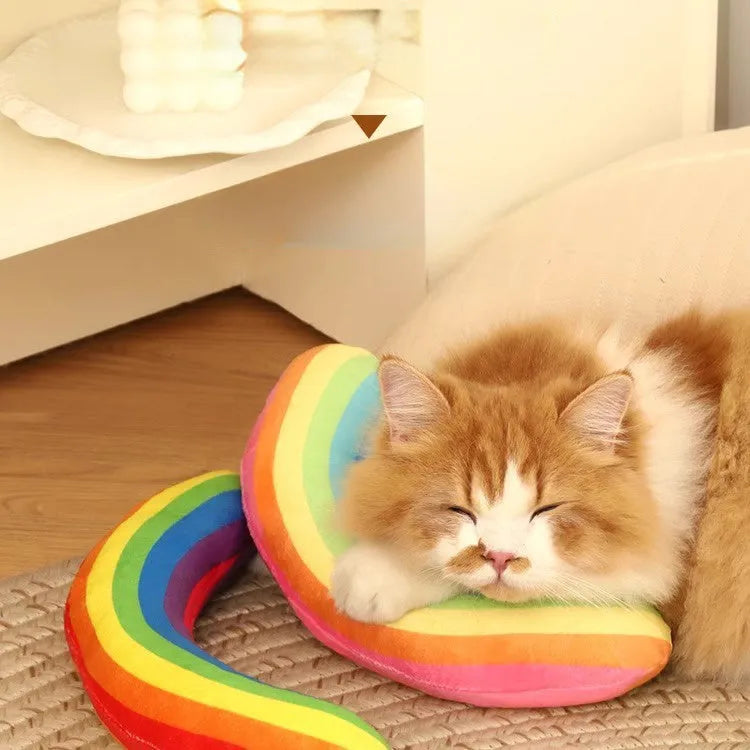 Catnip throw pillow and teasing stick set in flannel, dark and light colours, 16x4.5cm and 30x7cm