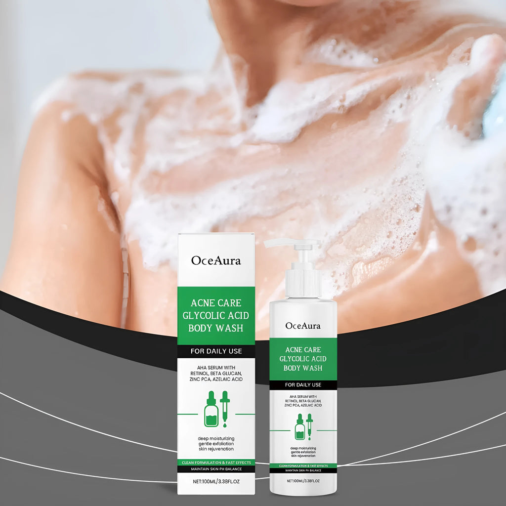 100ml soothing shower gel with retinol and azelaic acid in a compact 4x14.8cm bottle