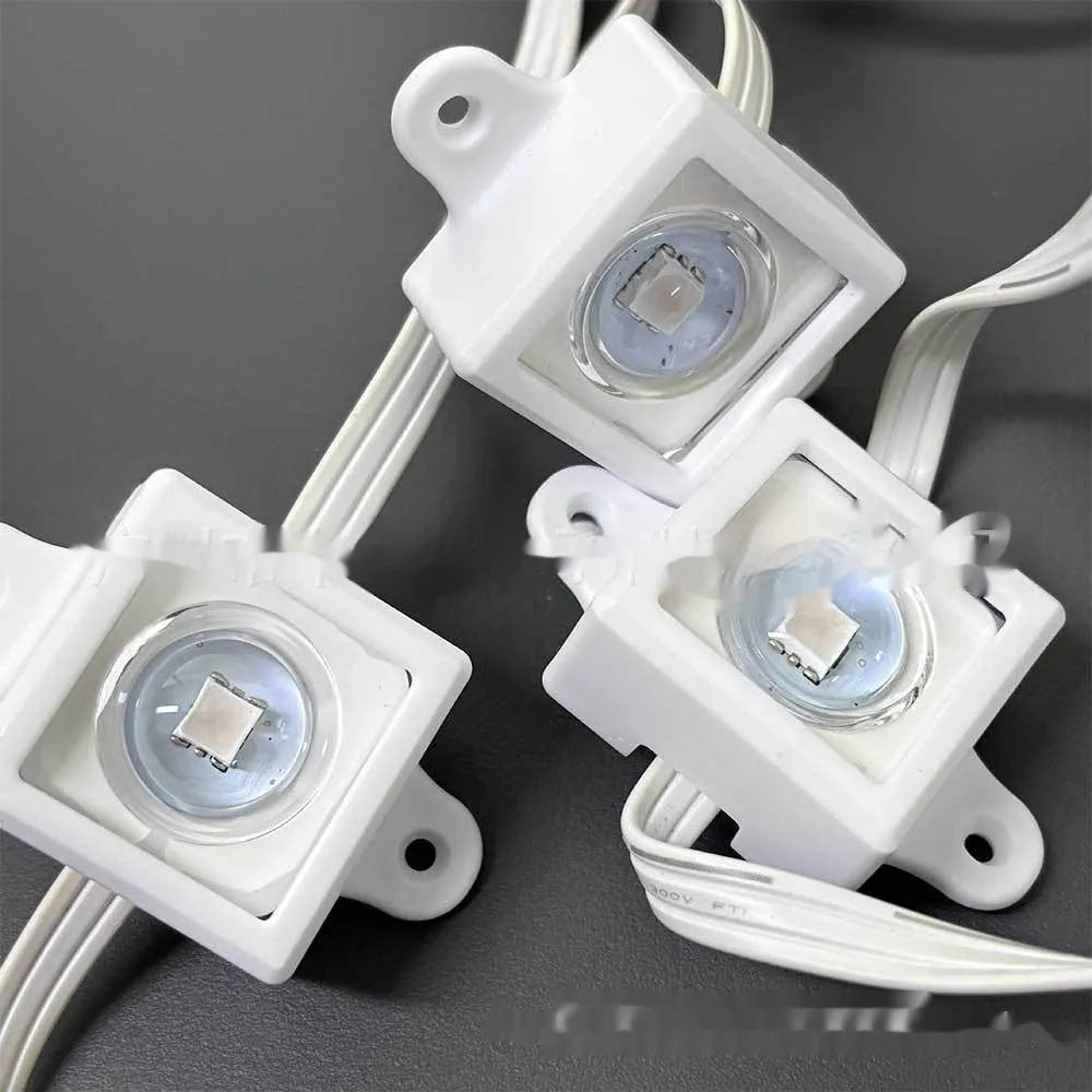 White plastic LED light bracket housing measuring 1.7cm by 6cm for light mounting