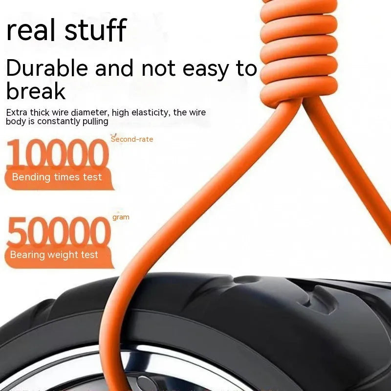 Zinc alloy rotating three-in-one data cable with light for Mini USB Lightning and TYPE-C, orange red colour