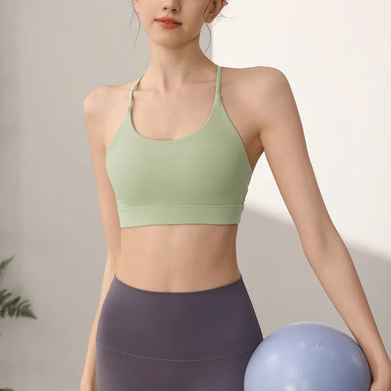Women's high-strength nylon sports vest in multiple colours with fixed double shoulder straps.