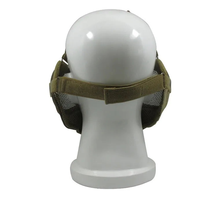 Carbon steel anti-collision outdoor protective face mask in black with head-mounted straps