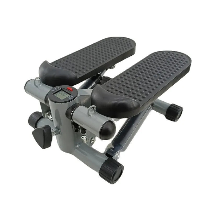 Silver grey household mini treadmill with hydraulic resistance for waist slimming exercises