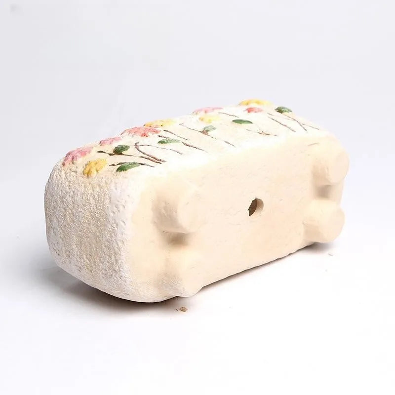 Rectangular hand-painted ceramic flower pot for succulent bonsai, 13.7x6.2x6.5cm