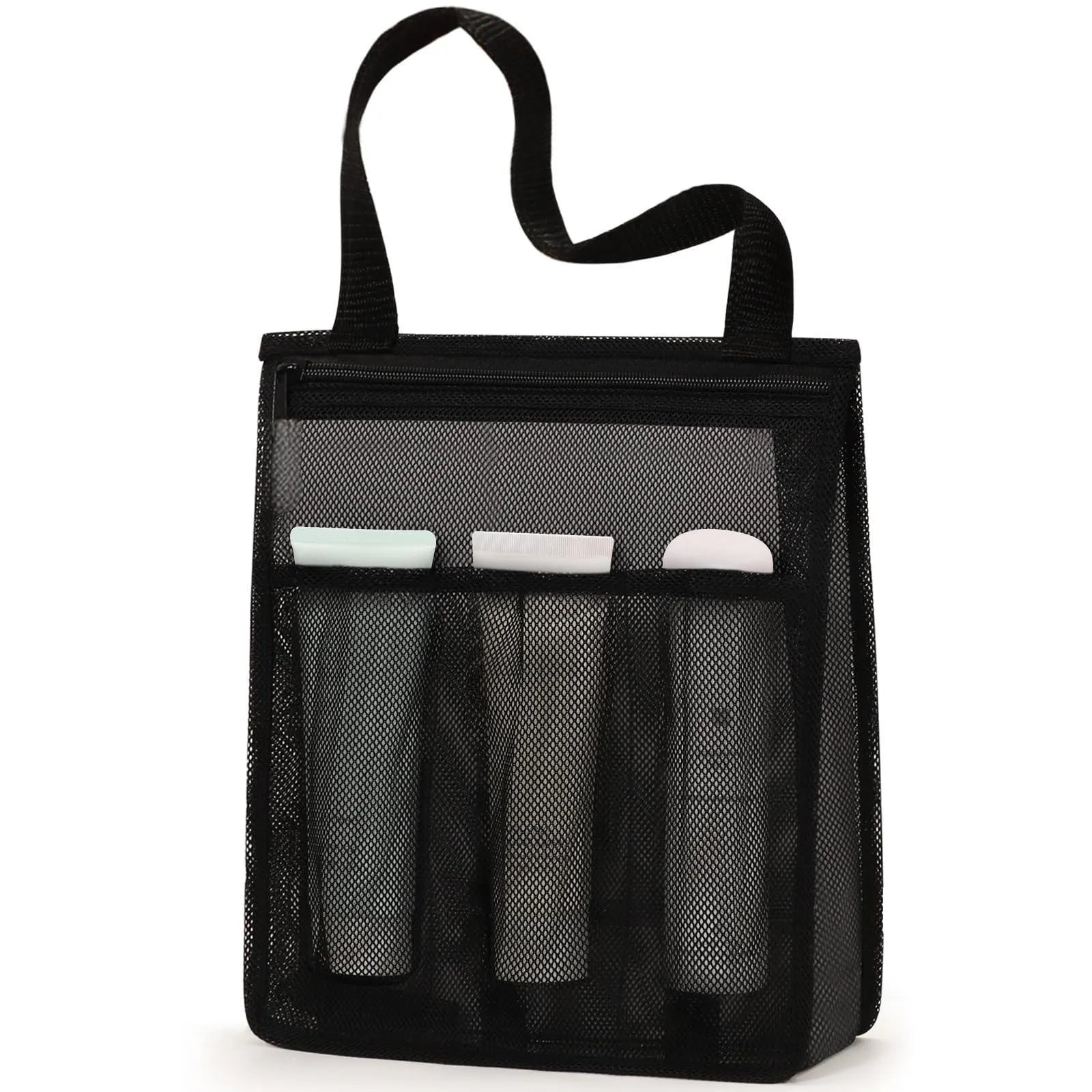 Large capacity polyester swimming gym bag with mesh pocket, dry wet separation, in black and pink