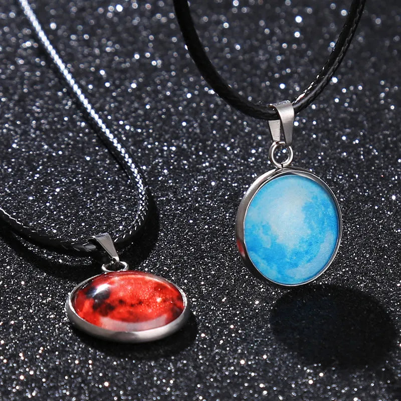 Luminous Christmas moon night sky constellation pendant necklace with adjustable alloy chain