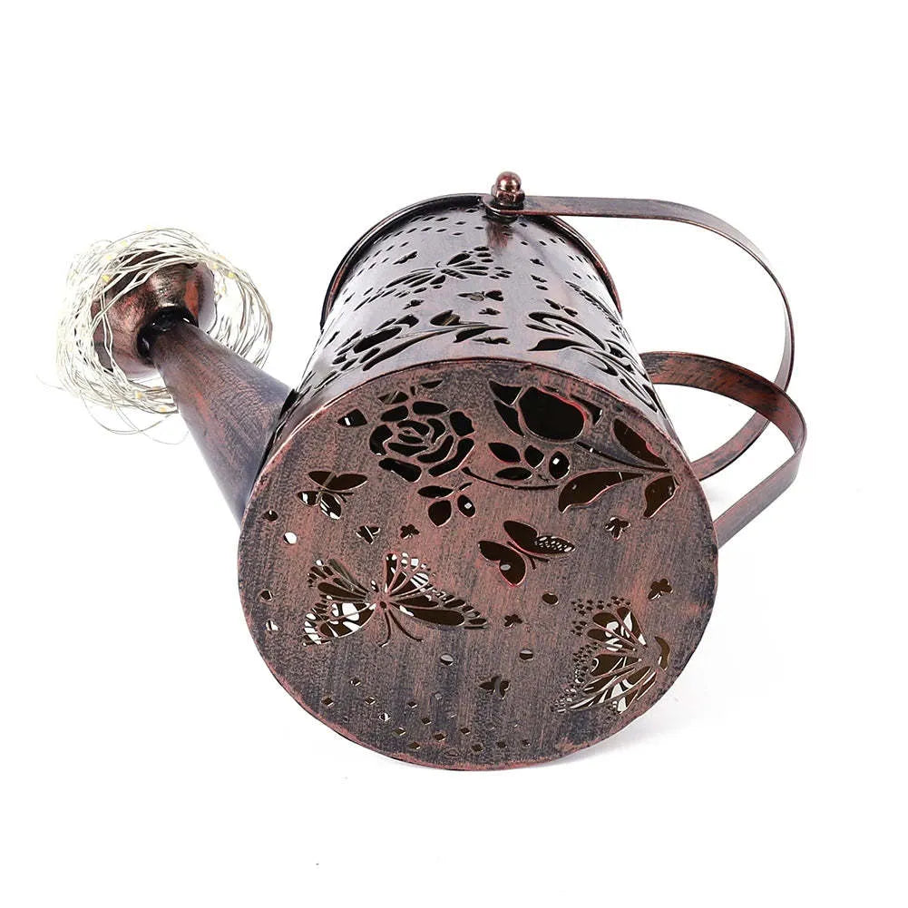 Butterfly pattern solar garden lamp with iron construction and warm white LED lighting