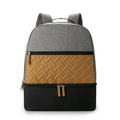 Mother and child travel insulated mummy backpack in brown Oxford cloth with curved shoulder strap