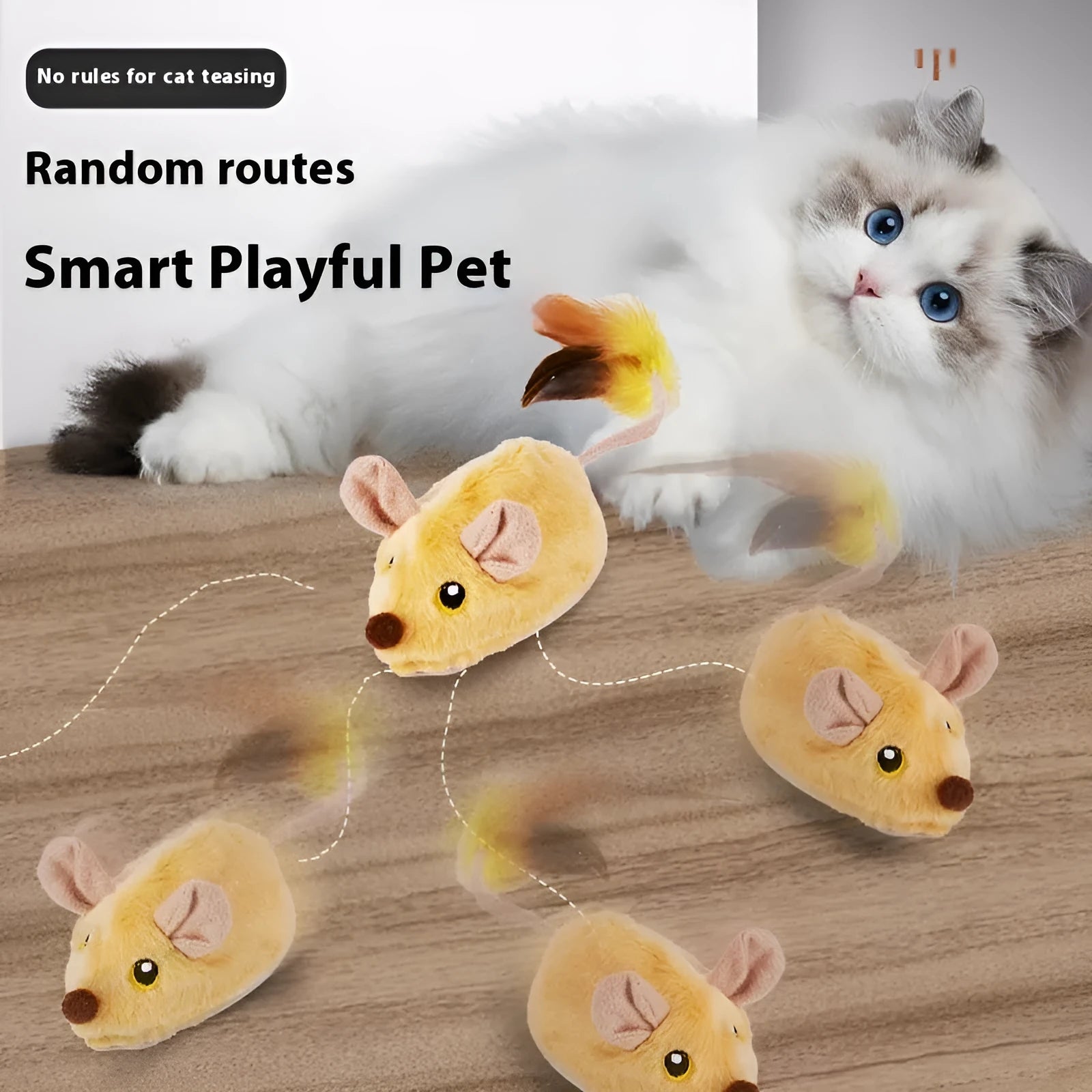 Remote control plush mouse cat toy in gray with remote control and data cable included.
