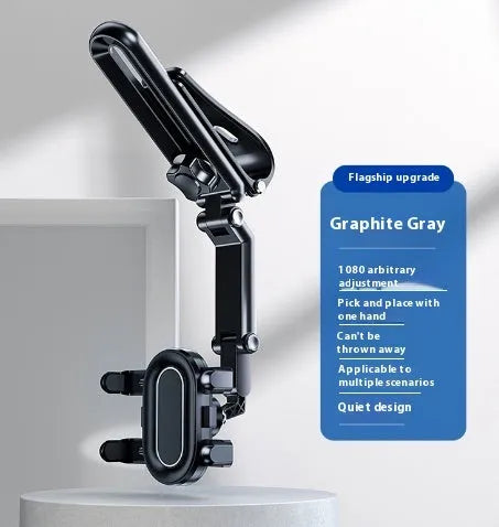 Car phone holder bracket with clip mounting for dashboard, windscreen or air vent placement
