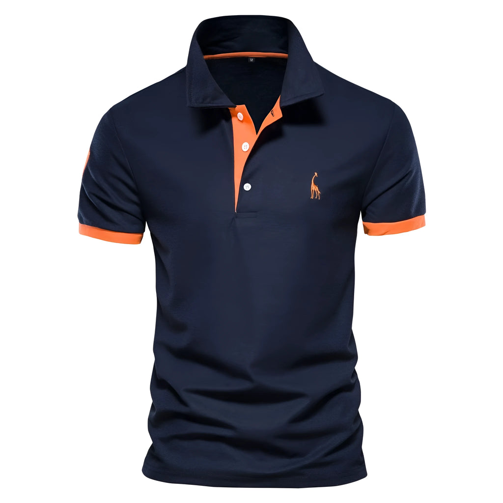 Men's slim fit t-shirt with embroidered deer pattern on chest in cotton blend fabric