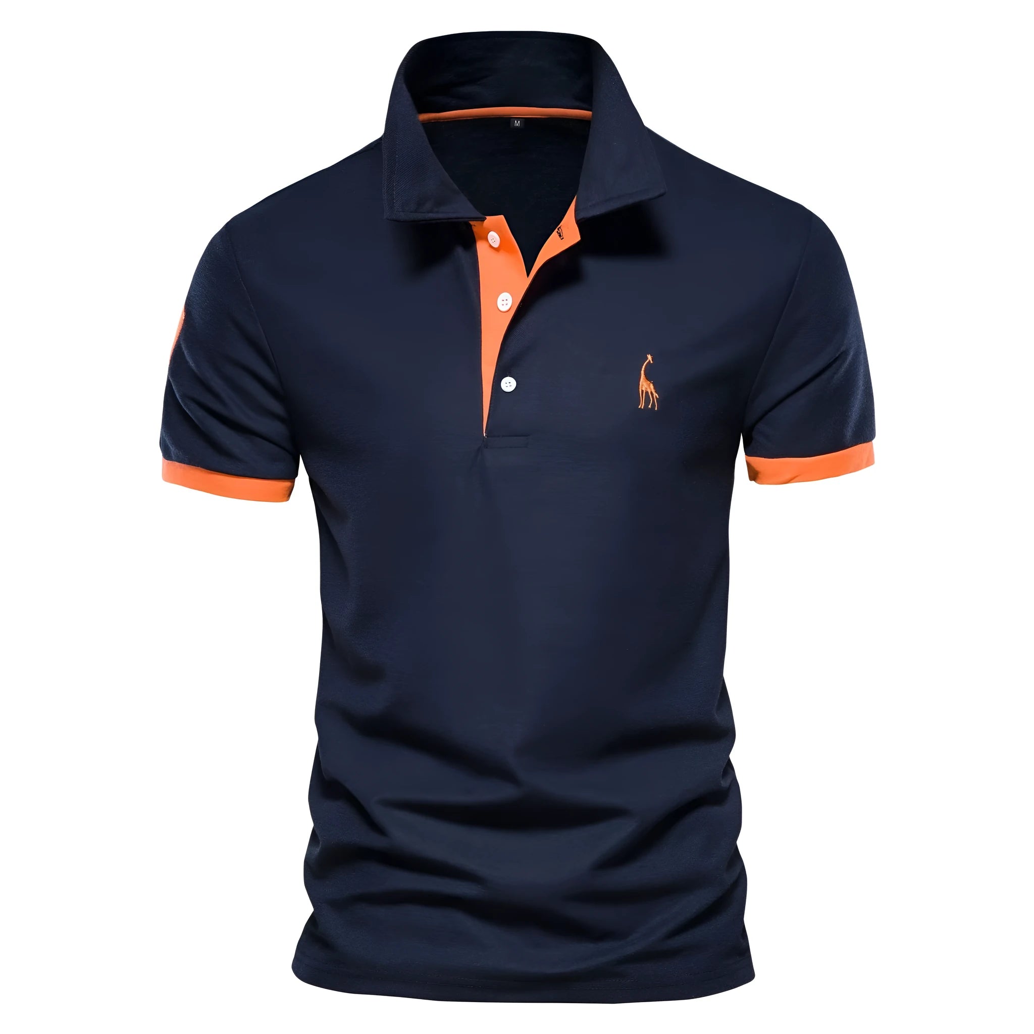 Men's slim fit t-shirt with embroidered deer pattern on chest in cotton blend fabric