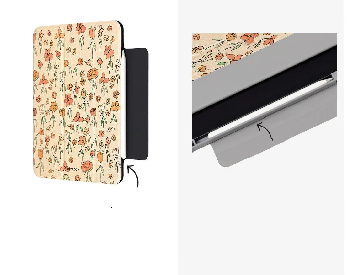 Microfiber leather tablet case with magnetic double-sided clip for Apple iPad Air and Pro models