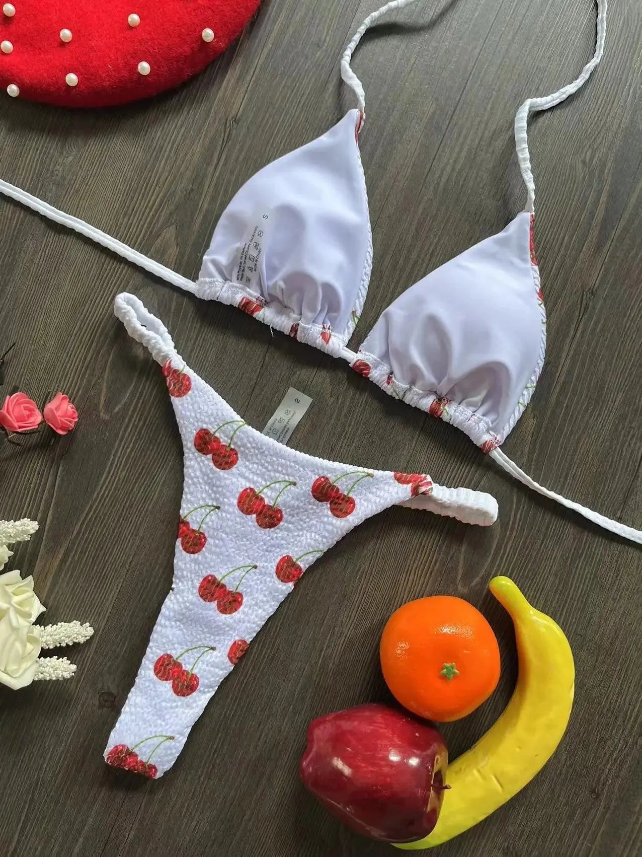 Women's printed bikini swimsuit in quick-drying nylon fabric with cotton-lined briefs