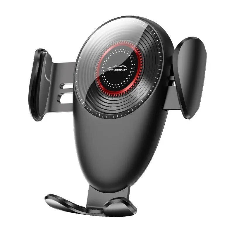Universal car air vent phone bracket in black, mounted on a car interior air outlet