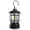 Portable camping barn lantern in dark green, black or red colours with LED light