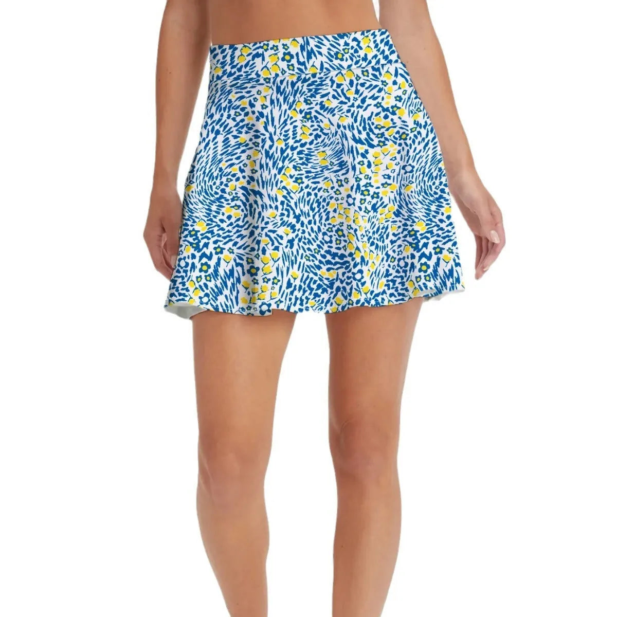 Women's high waist half-length breathable sports skirt in Blue for golf, tennis, badminton, sizes XS-XXL