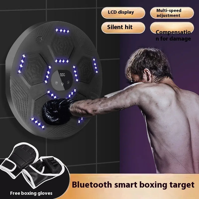 Smart music boxing machine hanging wall target with PU striking surface in black option for home reaction training