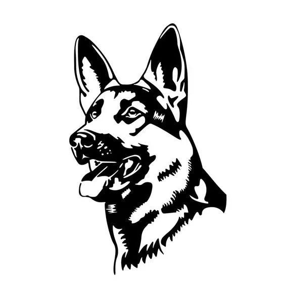 Reflective Alsace Shepherd dog car bumper sticker measuring 13x8 cm