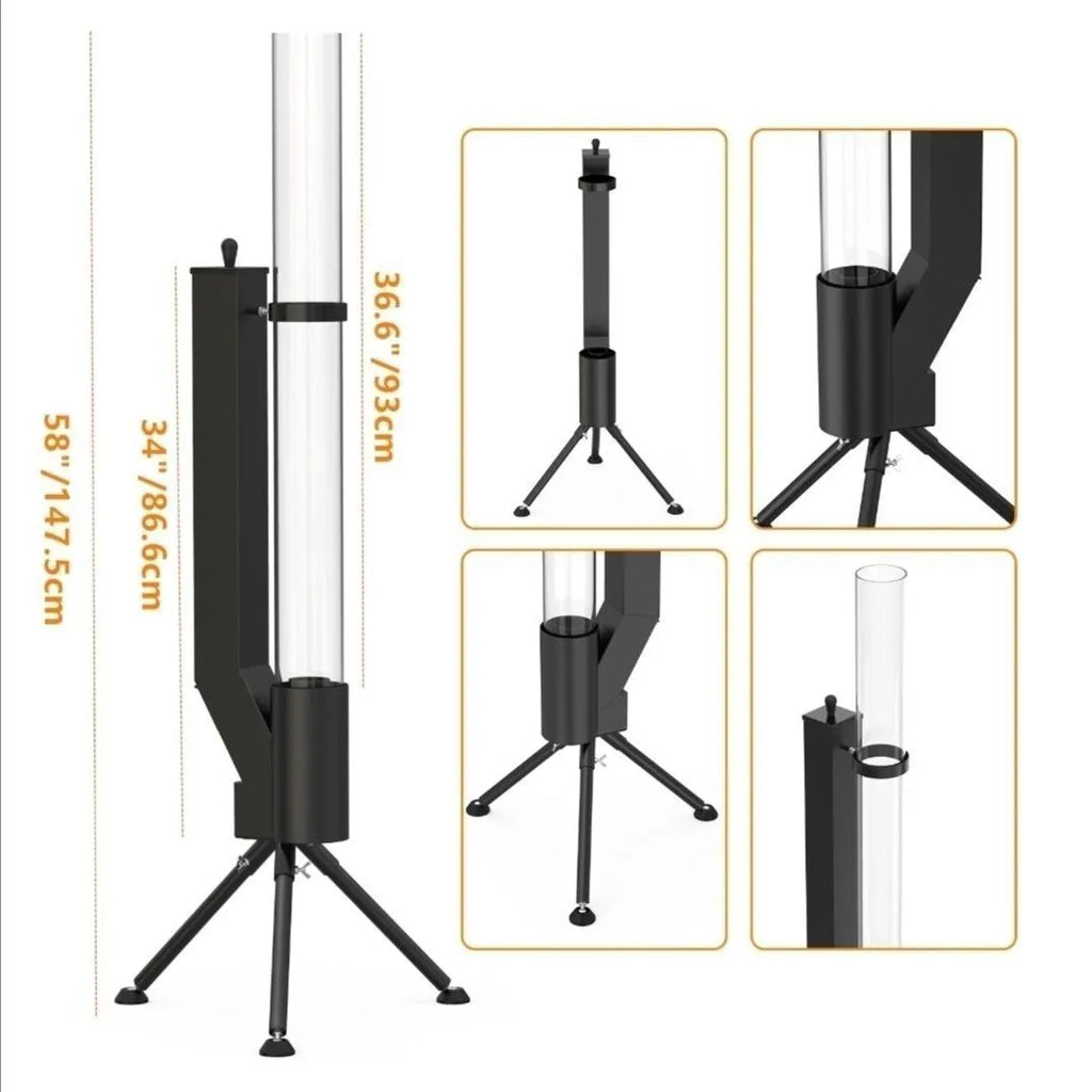 Vertical iron wood burning rocket furnace heating stove for courtyard and patio use