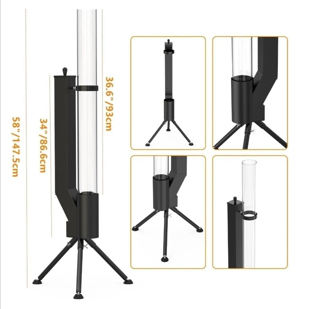 Vertical iron wood burning rocket furnace heating stove for courtyard and patio use