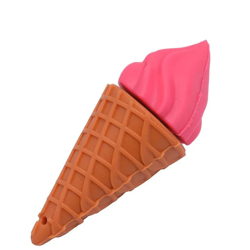 Cute pink mini ice cream shaped USB flash drive on a white background.