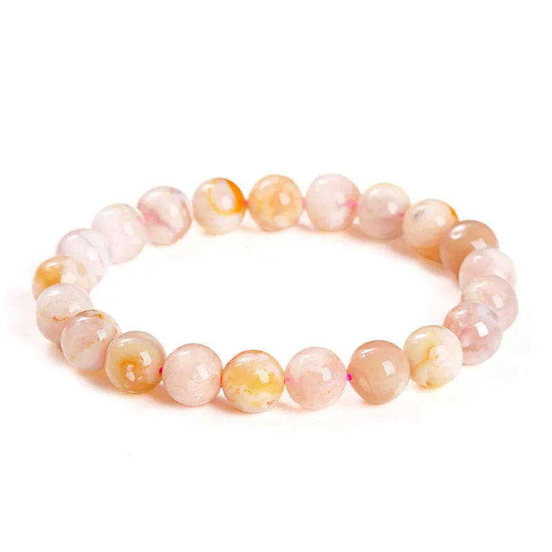 3A natural cherry agate bracelet with round polished beads, sweet style for women