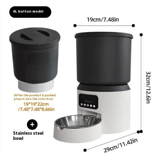 4L smart pet feeder with timing control and remote monitoring features for cats and dogs