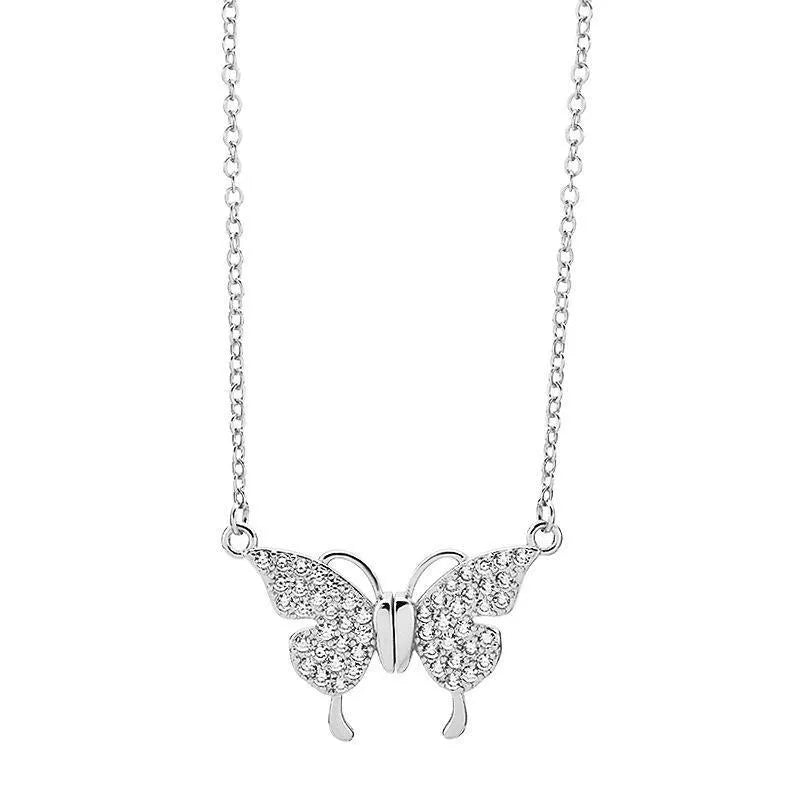 Gold titanium steel necklace with magnetic butterfly pendant on twisted chain