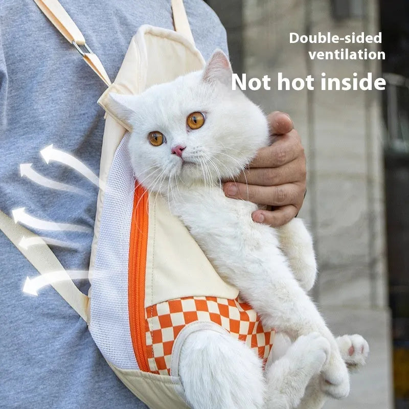 Pet Chest Go Out portable cat backpack in purple mist grape colour made from non-woven polyester canvas