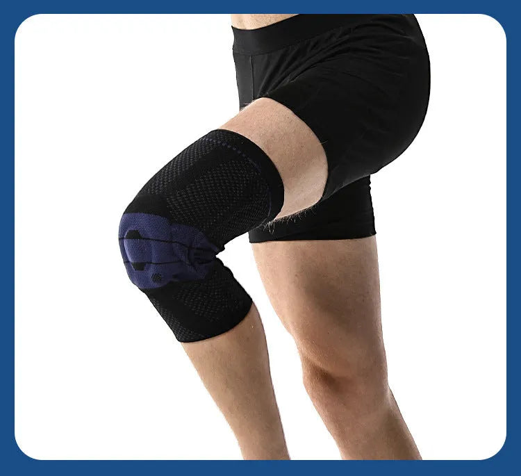Black and blue nylon spandex basketball sports kneecaps for adults running and fitness