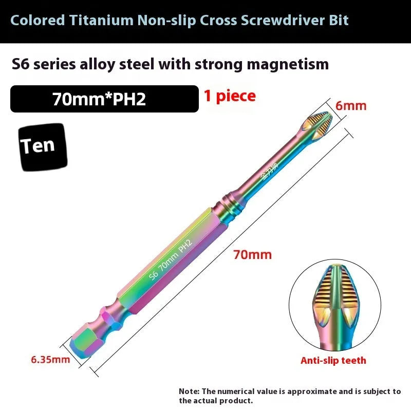 S6 colour titanium non-slip cross screwdriver head alloy steel impact rated