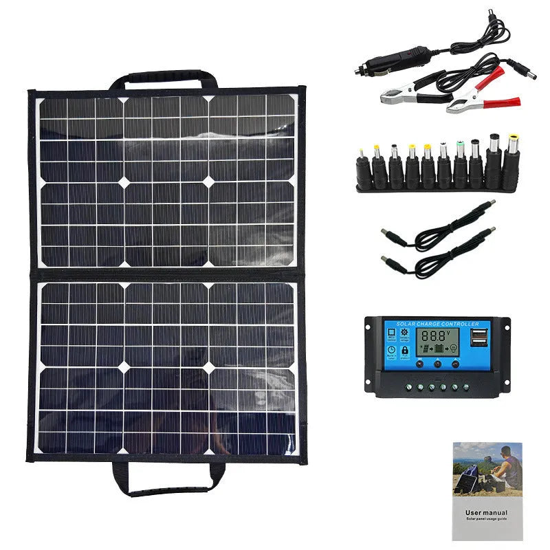 Black 40W portable folding solar panel bag with compact 425x285x8mm folded dimensions