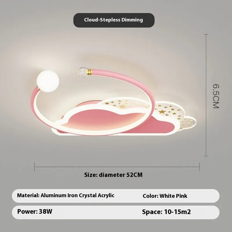 Creative moon XINGX cloud children's room ceiling lamp with tri-colour dimming in blue finish