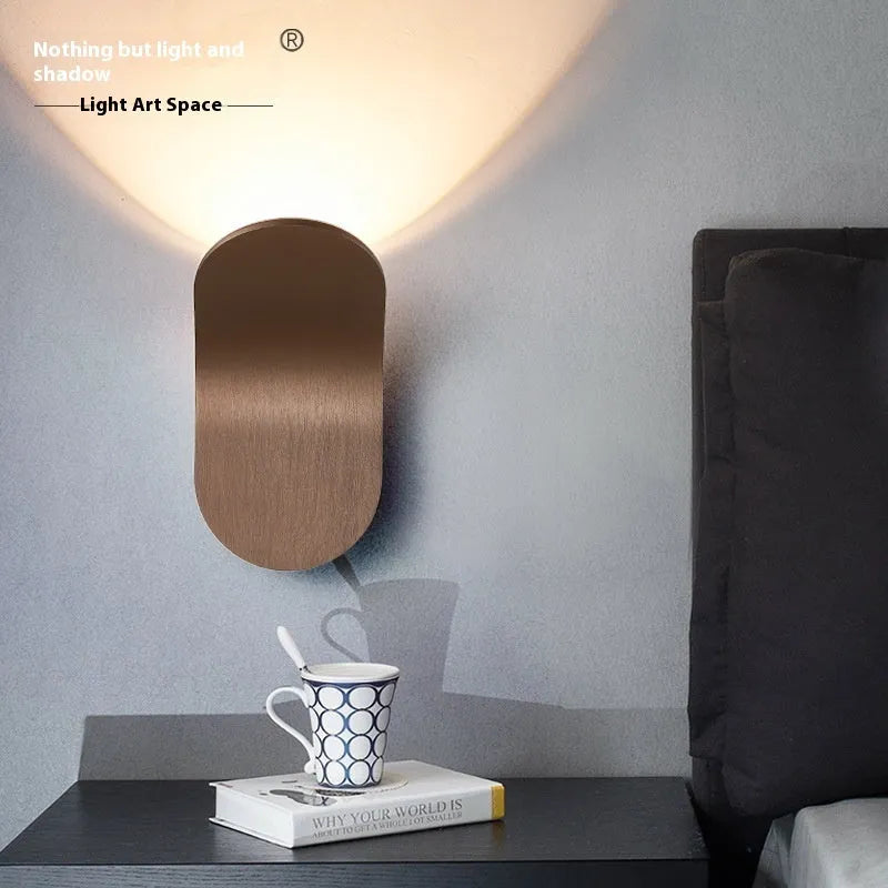Modern simplicity living room wall light in brushed gold finish, 100x120x180mm