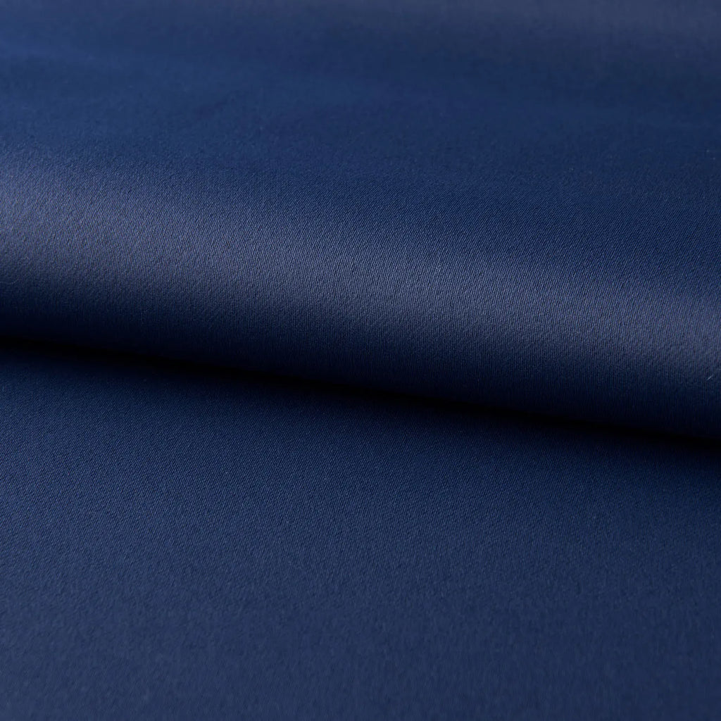 Dark blue printed blackout fabric curtain with perforated top, 140cm width