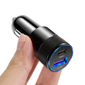 Aluminium alloy mobile phone car charger 12V input 2.5x6cm ABS plastic in Black Silver finish