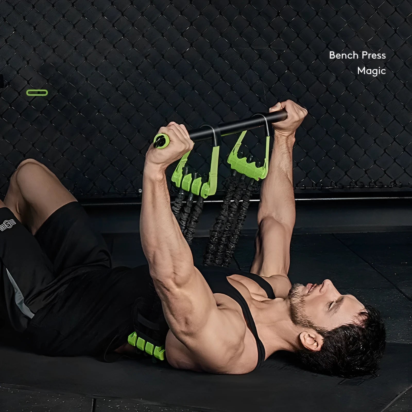 Nylon bench press chest muscle training equipment for home use, Versatile Suit Knight Edition model on a floor.