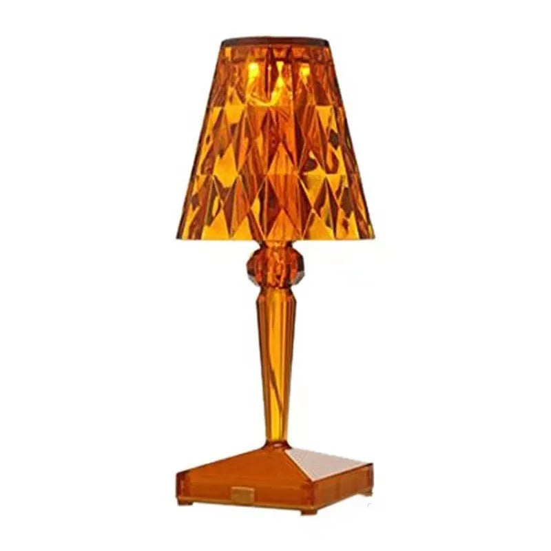 Rose gold plated portable touch night light with dimmer on a table