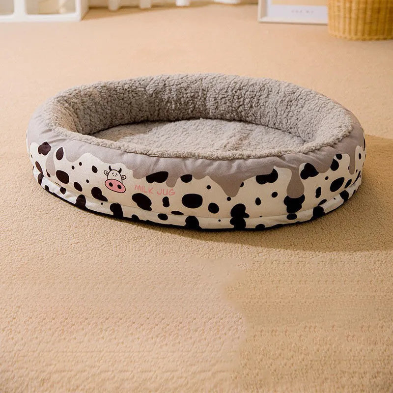Warm gray pet bed with detachable double lining for small medium dogs cats