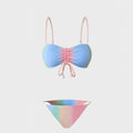 Women's lace-up triangle bikini swimsuit set in colour matching design with polyester fabric, sizes XS to XL