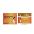 Carrot Lightening Body Cream tube with 100g size shown next to botanical ingredients illustration