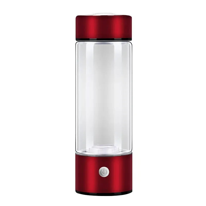 Hydrogen water bottle with electric generator, borosilicate glass, 500ml capacity, silver colour