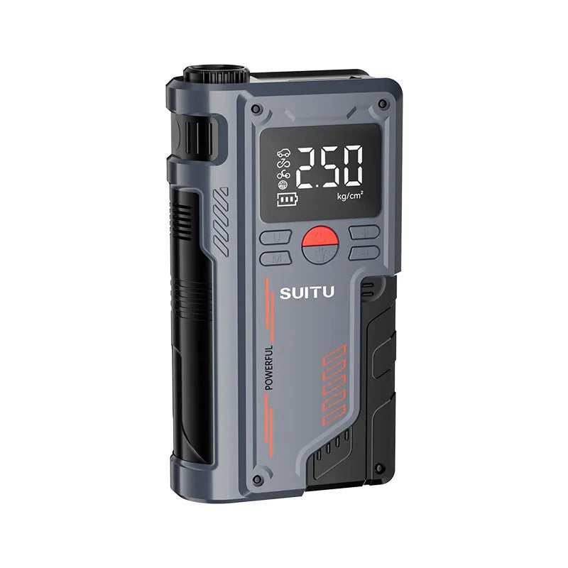 Wireless lithium battery emergency start power supply with inflator, ABS casing, 206x110x54mm