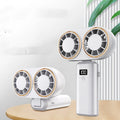 USB handheld mini fan foldable design with digital display in milky white colour